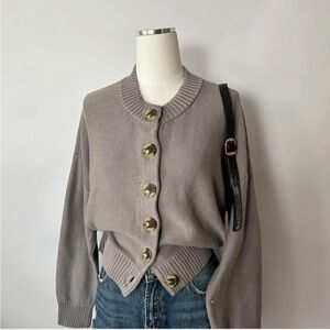 Gray Button-Up Women's Sweater